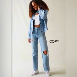 ⏺NEW! PacSun Washed Distressed Ripped 90’s Boyfriend High Rise Straight Jeans